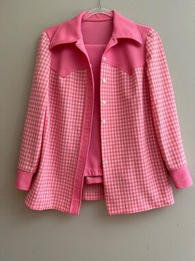 True Vintage Pink Gingham Button-Up Jacket and Pans